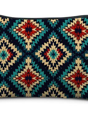 Boho Aztec Makeup Bag, Ethnic Southwestern Navajo Tribal Cosmetic Bag for Women,